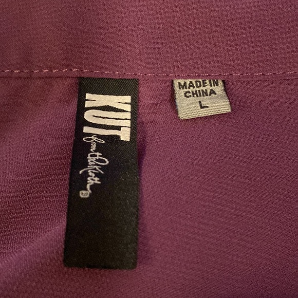 Kut From the Kloth Kendall Cross-Front Tab Sheer Blouse Purple Size Large VGC - Picture 6 of 6